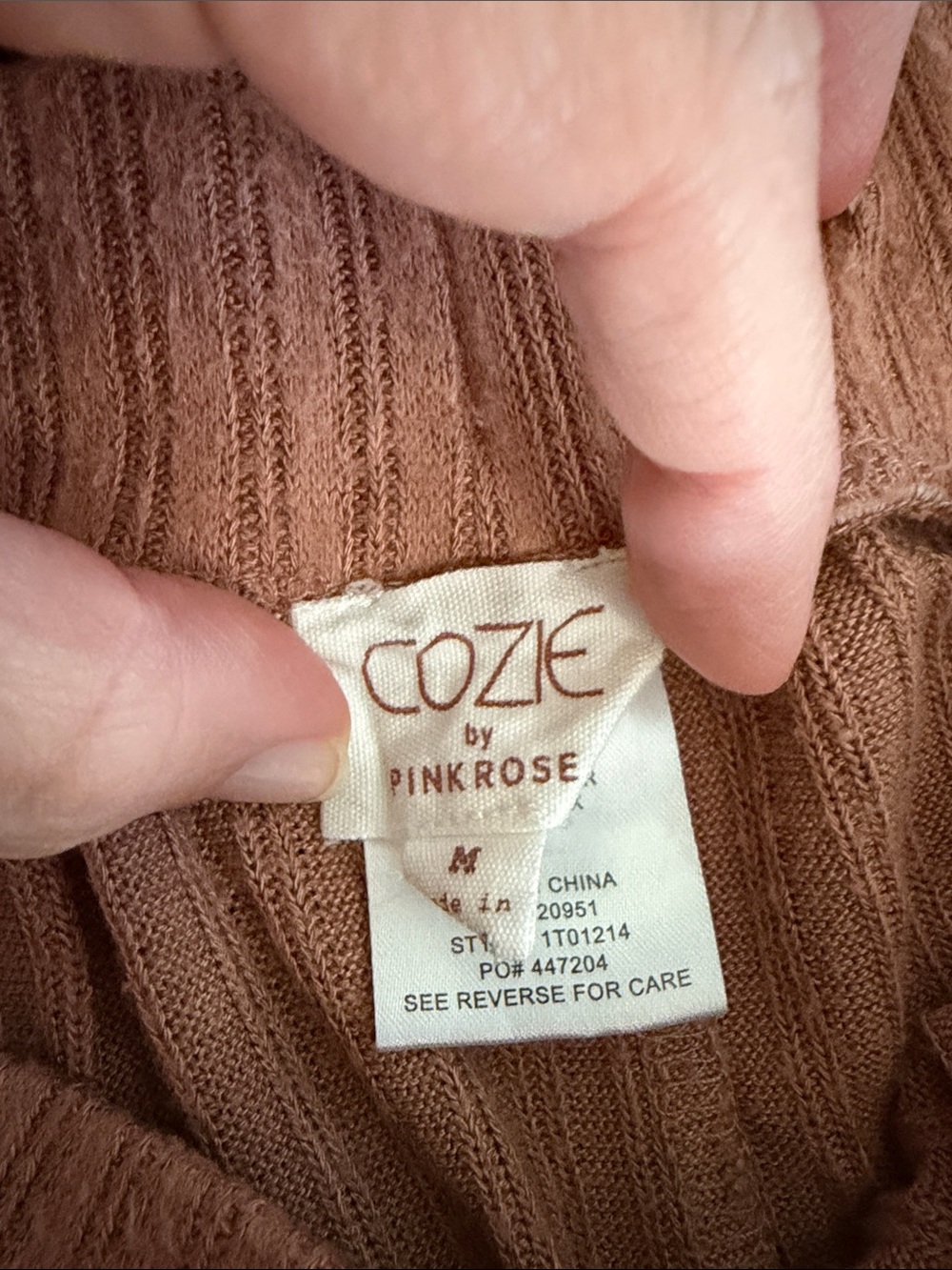 Pink Rose Ribbed Lounge Set in Tan - Picture 2 of 3